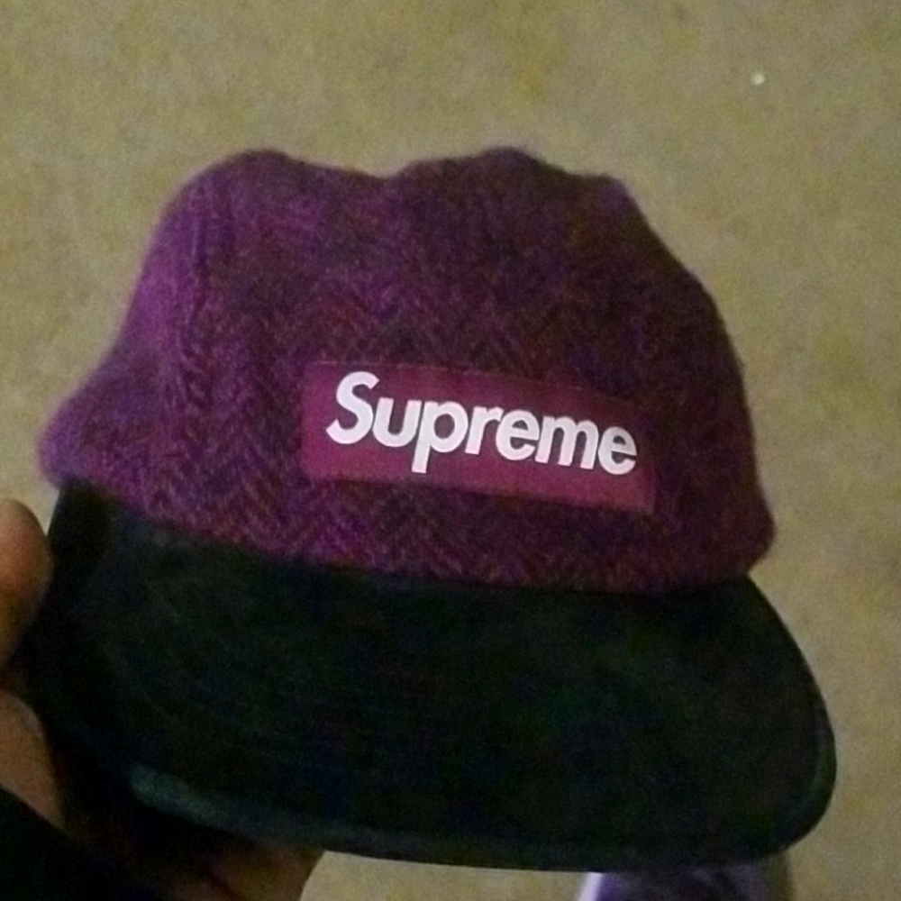 Supreme Harris Tweed Herringbone Camp Cap